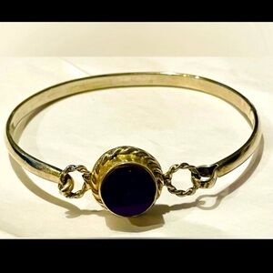 Silver 925 Bangle purple stone bracelet Vintage Taxco Mexico